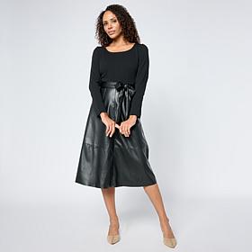 "As Is" Nina Leonard Jewel Neck Long-Sleeve A-Line Dress