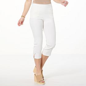"As Is" Nina Leonard Millennium Crop Pant with Crystal Button Detail