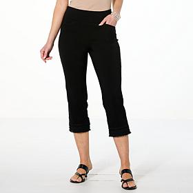 "As Is" Nina Leonard Millennium Crop Pant with Fringe Hem