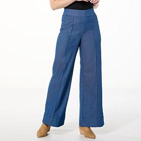 "As Is" Nina Leonard Pull-On Denim Wide Leg Pant