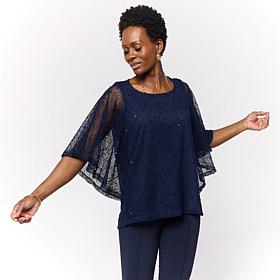 "As Is" Nina Leonard Scoop Neck Dolman Sleeve Knit Top