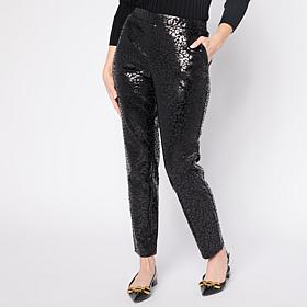 "As Is" Nina Leonard Scuba Knit Narrow Leg Trouser Printed Pant