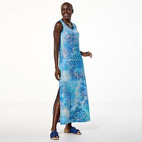 "As Is" Nina Leonard Sleeveless Burnout Tie Dye Maxi Dress