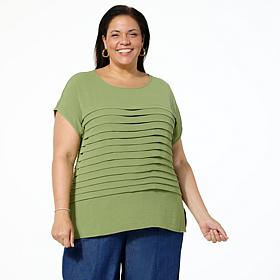 "As Is" Nina Leonard Textured Wave Boatneck Top