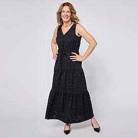 "As Is" Nina Leonard Tiered V-Neck Dress