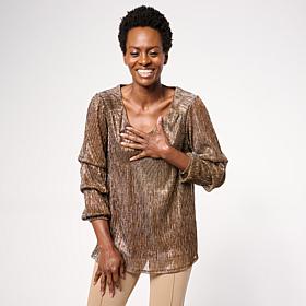 "As Is" Nina Leonard V Neck 3/4 Knit Top