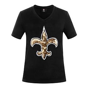 "As Is" Officially Licensed NFL Women's Sequin Logo Tee from Fabgat...