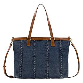 "As Is" Patricia Nash Nadine Stonewashed Denim Satchel Handbag