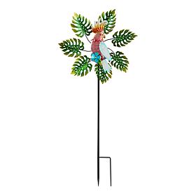"As Is" Plow and Hearth 43" Tropical Leaves Wind Spinner
