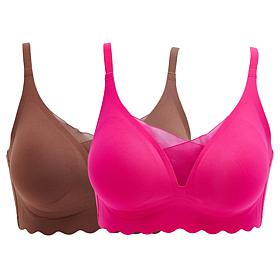 "As Is" Rhonda Shear 2-pack Gel Bra with Scalloped Edge Detail