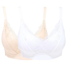 "As Is" Rhonda Shear 2-pack Molded Cup Lace Bra with Invisible Edge