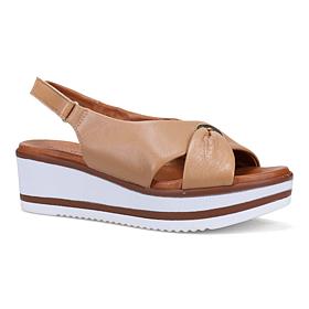 "As Is" Ron White Priya Lightweight Leather Wedge Sandal