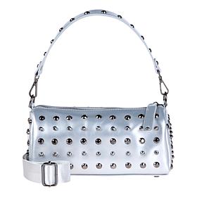 "As Is" Sharif Legacy Genuine Leather Studded Barrel Shaped Crossbody