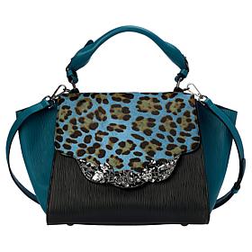 "As Is" Sharif Legacy Haircalf and Epi Leather Engraved Leaf Satchel