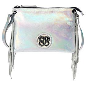 "As Is" Sharif Legacy Leather Fringe Top Zipper Mini Hobo Crossbody