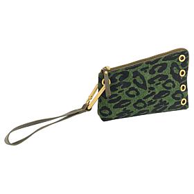 "As Is" Sharif Legacy Lush Hair Calf Exotic Print Wristlet Clutch