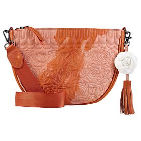 "As Is" Sharif Legacy Marbleized Quilted Leather Rose Crossbody