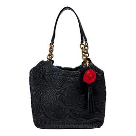 "As Is" Sharif Legacy Marbleized Rose Quilted Leather Shoulder Bag