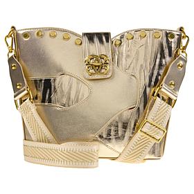 "As Is" Sharif Legacy Museum Puzzle Piece Haircalf Leather Crossbod...