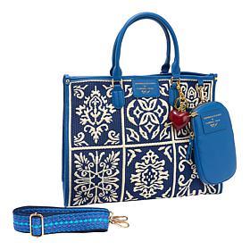 "As Is" Sharif Legacy Sicilian Tile Embroidered 4-Piece Tote Set