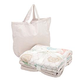 "As Is" South Street Loft Reversible Quilted Throw Set of 2 with To...