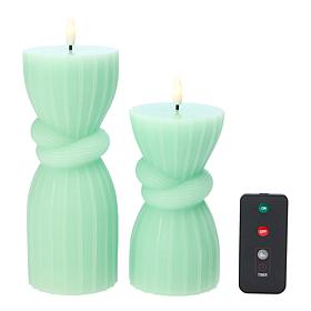 "As Is" South Street Loft Set of 2 Wax Flameless Knot LED Candles 