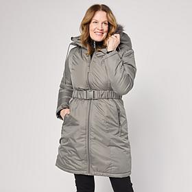 "As Is" Sporto® Melody Quilted Detachable Hood Long Coat