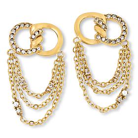 "As Is" Stately Steel Crystal Knot Layered Chain Earrings