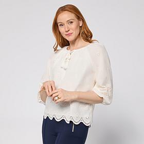 "As Is" Tower Hill by Christie Brinkley Eyelet Detail Top