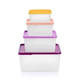 "As Is" Tupperware® 8-piece KeepTabs® Space Saving Square Food Stor...