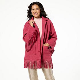 "As Is" TWRHLL by Christie Brinkley Brushed Faux Melton Jacket with...
