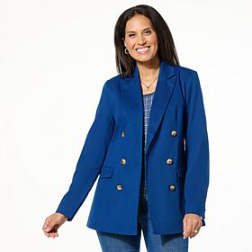 "As Is" TWRHLL by Christie Brinkley Double-Breasted Relaxed Blazer