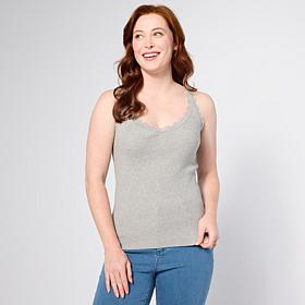 "As Is" TWRHLL by Christie Brinkley Lace-Trimmed Sweater Knit Tank