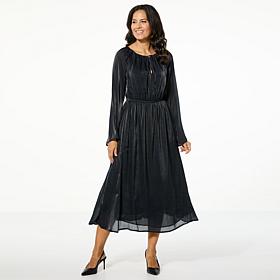 "As Is" TWRHLL by Christie Brinkley Metallic Maxi Dress with Pockets