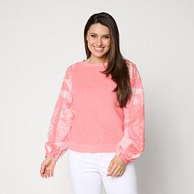 "As Is" TWRHLL by Christie Brinkley Mixed Media Sweater