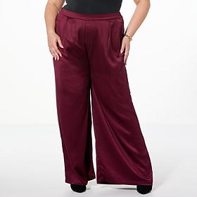"As Is" TWRHLL by Christie Brinkley Soft Satin Pleated Pant