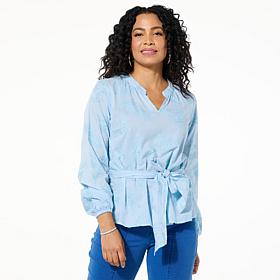 "As Is" TWRHLL by Christie Brinkley Tie-Waist Blouse