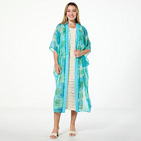 "As Is" Vince Camuto Jewel Print Open Front Duster