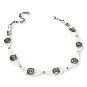 "As Is" Vince Camuto Leather Cord Laced Resin Stone Concho Belt