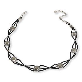 "As Is" Vince Camuto Leather Cord Laced Resin Stone Concho Belt