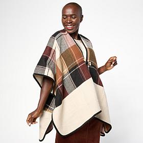 "As Is" Vince Camuto Reversible Woven Plaid Topper