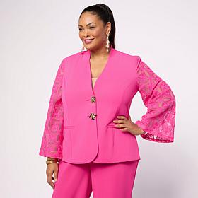 "As Is" Vivica A. Fox Collection Blazer with Lace Sleeves
