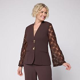 "As Is" Vivica A. Fox Collection Blazer with Lace Sleeves