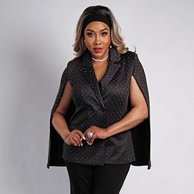 "As Is" VIVICA A. FOX Collection Cape Jacket with Rhinestones