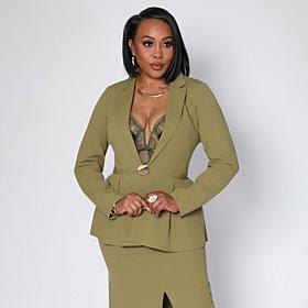 "As Is" Vivica A. Fox Collection Long-Sleeve Peplum Blazer