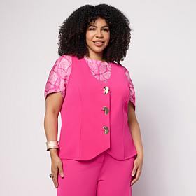"As Is" Vivica A. Fox Collection Luxe Crepe Waistcoat Vest