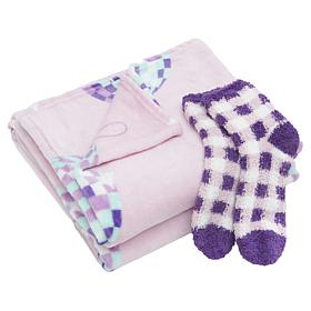 "As Is" Warm & Cozy 100% Polyester Throw & Sock Set