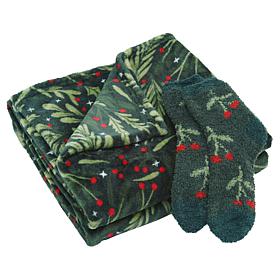 "As Is" Warm & Cozy 100% Polyester Throw & Sock Set