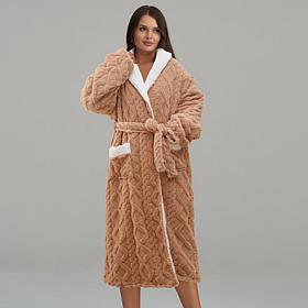 "As Is" Warm & Cozy Cable Knit Plush Robe
