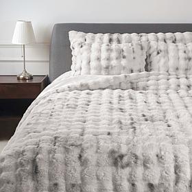 "As Is" Warm & Cozy Faux Fur Bubble Comforter Set